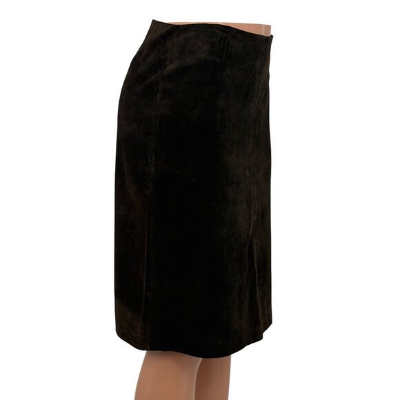 Archival 2003 GAP Blue Label Genuine Suede Column Skirt | Dark Academia Boho VTG - Picture 5 of 16